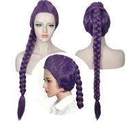 Linfairy Perruque longue et lisse pour déguisement d'Halloween fête cosplay anime unisexe (Violet, Adult)