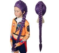 Linfairy Perruque longue et lisse pour déguisement d'Halloween fête cosplay anime unisexe (Violet, Small)