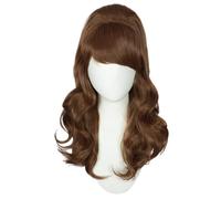 Linfairy Perruque longue ondulée Big Bouffant ruche pour femme, convient aux costumes des années 50 et 80 (marron)