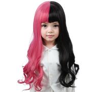 Linfairy Perruque longue ondulée rose noire bouclée pour femme perruque de déguisement pour fête d'Halloween (Small)