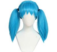 Linfairy Perruque queue de cheval bleue pour femme perruque de Cosplay Halloween