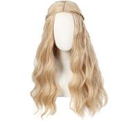 Linfairy Perruques Hippie Ondulées Blondes Longues des Années 70 Perruque de Costume de Cosplay Halloween Pour Femmes