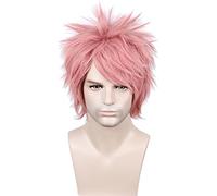 Linfairy Unisexe Droite Courte Rose Anime Cosplay Perruque Halloween Costume Perruque Pour Hommes