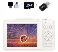 LINFE Appareil photo numérique 4K, 48 mégapixels, 2,8 pouces HD, zoom 16x, flash intégré pour les étudiants et les amateurs Appareil photo numérique - Blanc Blanc G