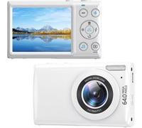 LINFE Appareil photo numérique 64MP UHD 4K pour vlogging avec zoom 18X, autofocus, fonction MP3, effets de filtre Appareil photo numérique - Blanc Blanc G