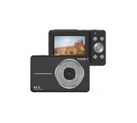 LINFE Appareil photo numérique pour enfants 1080P 44MP, zoom 16x, écran 2,4 pouces, mini caméra compacte, stabilisation d'image, selfie, format de poche, noir noir G