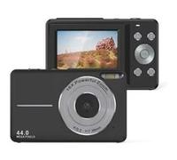 LINFE Appareil photo numérique pour enfants 1080P 44MP, zoom 16x, écran 2,4 pouces, mini caméra compacte, stabilisation d'image, selfie, format de poche, noir noir G