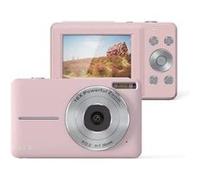 LINFE Appareil photo numérique pour enfants 1080P 44MP, zoom 16x, écran 2,4 pouces, mini caméra compacte, stabilisation d'image, selfie, format de poche, rose rose G