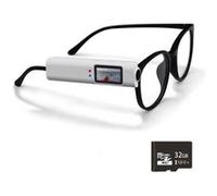 LINFE Caméra d'action haute définition, caméra pour lunettes, compatible Wi-Fi, visualisation en temps réel via l'application, enregistrement audio et vidéo, 32 Go, blanc blanc G