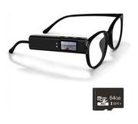 LINFE Caméra d'action haute définition, caméra pour lunettes, compatible Wi-Fi, visualisation en temps réel via l'application, enregistrement audio et vidéo, 64 Go, noir noir G