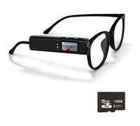 LINFE Caméra d'action haute définition, caméra pour lunettes, compatible Wi-Fi, visualisation en temps réel via l'application, enregistrement audio et vidéo, 128 Go, noir noir G