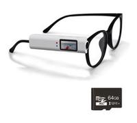 LINFE Caméra d'action haute définition, caméra pour lunettes, compatible Wi-Fi, visualisation en temps réel via l'application, enregistrement audio et vidéo, 64 Go, blanc blanc G
