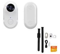 LINFE Caméra d'action HD WIFI, mini caméra anti-tremblement, caméra pour sports de plein air, caméra pour animaux domestiques, blanc, 64GB blanc G