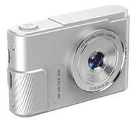 LINFE Caméra numérique 4K Ultra HD pour enfants - 48 mégapixels, portable, double objectif, 64 Go - Argent G