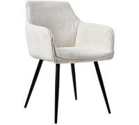 LINFE Chaise de salle à manger, fauteuil, tabouret de meuble, lot de 2, tissu velours côtelé, avec accoudoirs, pour salle à manger, salon, 45x41x84 cm, beige Beige G