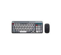 LINFE Clavier et souris sans fil Bluetooth double mode, touches rondes, touches de chargement - Noir