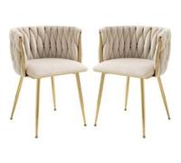 LINFE Ensemble de chaises de salle à manger en velours (1 ensemble de 2 pièces) - beige beige G