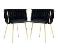 LINFE Ensemble de chaises de salle à manger en velours (1 ensemble de 2 pièces) - noir noir G
