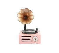 LINFE Haut-parleur Bluetooth T15 Mini Lecteur de Disques à Usage Domestique Ornements Rétro de Bureau 1500MAH rose