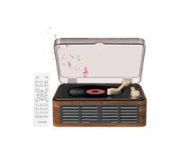 LINFE Lecteur CD portable Bluetooth avec télécommande, petit lecteur CD rétro avec radio FM, haut-parleurs et prise casque, USB et AUX,jaune-brun