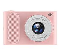 LINFE Mini appareil photo numérique CCD Haute résolution 4K 4400W pixels Zoom 4x, 64G Appareil photo numérique - Rose G