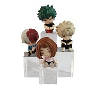Linfemy MHA Bakugou Katsuki Figurine Midoriya Izuku Anime Petit Modèle 4 Pièces Figurines PVC Dormir Sculpture 6 cm Bureau Gâteau Décoration Noël
