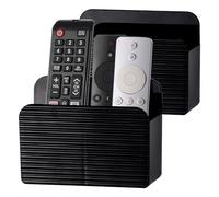 LINFIDITE Lot de 2 supports adhésifs pour télécommande TV - Support mural pour table de chevet - Boîte de rangement (pour 2 ou 4 télécommandes - Noir)