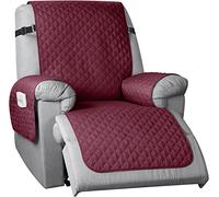 LINFKY Housse De Chaise Fauteuil Relax 1 Pièce, Housse Inclinable pour Chaise à 1 Coussins Matelassé Protecteur De Meubles pour Chien avec Support Antidérapant Et Sangle (Vin Rouge,71 cm Fauteuil)