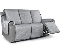 LINFKY Housse Inclinable pour Canapé 1-pièce Housses De Canapé Antidérapantes pour Canapés Inclinables Housse De Canapé 3 Places pour Canapé Matelassé Protecteur De Meubles pour Chien (Gris Clair)