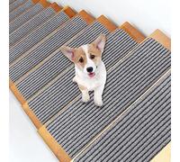 LINFKY Kit De15 Marchettes D'escalier - Tapis Escalier | Nez De Marche en 4 Couleurs | Marchette Autocollante & Résistante 76 X 21cm (Kit De15 Marchettes,Gris Clair)