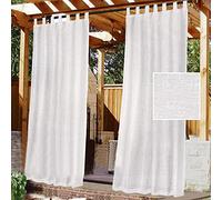 LINFKY Rideau Extérieur avec Onglet en Haut - Lot de 2. Rideau Imperméable aux Occultants, Fermeture Velcro, pour Pergola, Gazebo, Terrasse, Pavillon, H240 x L132 cm, Blanc