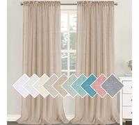 LINFKY Rideaux en Lin Panneaux De Rideaux Semi-Transparents Rideaux en Lin Naturel pour Salon Tige Poche Chambre à Coucher Rideaux Filtrants De La Lumière, 2 Panneaux (Naturel,2X 132x274 cm)