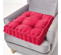 LinFortune Coussin Rehausseur de Siège 100% Coton Coussin de Siège Épais de 10 cm Grand Coussin de Siège Carré de 50 cm pour Chaise Adulte Fauteuil de Jardin (45 X 45 cm Rouge)