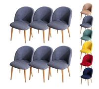 LinFortune Housse de Chaise à Dossier Incurvé Moderne Extensible Housse de Tabouret Ronde pour Salle à Manger Salon Hôtel Gris 6 Pièces