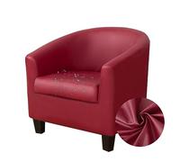 LinFortune Housse de Chaise de Baignoire 2 Pièces Housses de Fauteuil en Cuir avec Housse de Siège Housses de Canapé de Bureau de Bar de Club D'Extérieur Lavables Et Extensibles (Bordeaux Rouge)