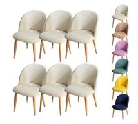 LinFortune Housse de Chaise de Salle à Manger à Dossier Incurvé Ronde Housse de Tabouret Ronde à Carreaux Housse de Protection pour Chaise de Salle à Manger Salon Hôtel Crème 6 Pièces