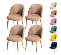 LinFortune Housse de Chaise de Salle à Manger à Dossier Incurvé Ronde Housse de Tabouret Ronde à Carreaux Housse de Protection pour Chaise de Salle à Manger Salon Hôtel Kaki 4 Pièces