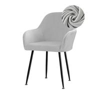 LinFortune Housse de Chaise Salle à Manger Extensibles en Velours avec Dossier Incurvé Et Accoudoirs Housse de Fauteuil Pivotant Amovible Et Lavable pour Salle à Manger Hôtel (Gris Clair 6 Pièces)