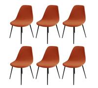 LinFortune Housses de Chaise de Salle à Manger Extensible en Velours, Housse de Chaise Salle à Manger, Housse de Chaise de Cuisine Élastique, Housse de Chaise de Bureau, Orange Foncé, 6 Pièces
