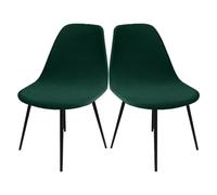 LinFortune Housses de Chaise de Salle à Manger Extensible en Velours, Housse de Chaise Salle à Manger, Housse de Chaise de Cuisine Élastique, Housse de Chaise de Bureau, Vert Foncé, 2 Pièces
