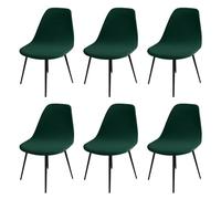 LinFortune Housses de Chaise de Salle à Manger Extensible en Velours, Housse de Chaise Salle à Manger, Housse de Chaise de Cuisine Élastique, Housse de Chaise de Bureau, Vert Foncé, 6 Pièces