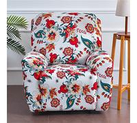 LinFortune Housses de Fauteuil Inclinable pour Chaise Électrique avec Poches Housse de Fauteuil Inclinable Extensible 4 Pièces pour Fauteuils Protection de Meubles de Canapé pour Salon (Fleur Rouge)