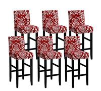 LinFortune Housses de Tabouret de Bar avec Dossier Housses de Tabouret de Bar en Tissu Élasthanne Extensible Housses de Chaise Amovibles Et Lavables pour Chaise de Comptoir à Dossier Court