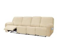 LinFortune Lot de 10 Housses de Canapé Inclinables Extensibles Et Douces pour 4 Places Antidérapantes avec Fond Élastique pour Enfants Et Animaux Domestiques (Beige 4 Places)