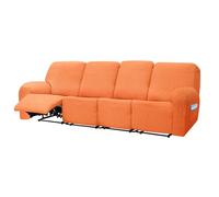 LinFortune Lot de 10 Housses de Canapé Inclinables Extensibles Et Douces pour 4 Places Antidérapantes avec Fond Élastique pour Enfants Et Animaux Domestiques (Orange 4 Places)