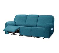LinFortune Lot de 8 Housses de Canapé Inclinables Extensibles Et Douces pour 3 Places Antidérapantes avec Fond Élastique pour Enfants Et Animaux Domestiques (Bleu A 3 Places)