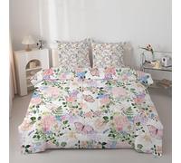 Linfye Couette 200x200 cm Fleur Papillon - Couette Imprimée Pivoines Printemps 4 Saisons en Microfibre, Duvet Legere et Chaude, Edredon pour Lit 2 Personne avec 2 Taies d'oreiller 65x65 cm