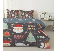 Linfye Couette 260x240 cm Père Noël, Couette 240x260 Imprimée 4 Saisons pour Lit 2 Personnes - Duvet Chaud Sapin de Noël, Édredon sans Housse et 2 Taie d'oreiller 65x65 cm, Gris - G30