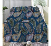 Linfye Couverture Flanelle Plaid Polaire 150x200 cm Motif Paisley - Plaid Epais et Chaud avec Fleurs Jeté de Canapé, Double Lit 1 Personne - 280 GSM Couverture Doux et Moelleuse - Boho