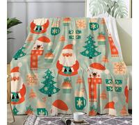 Linfye Couverture Flanelle Plaid Polaire 150x200 cm Sapin de NoëL - Plaid Epais et Chaud avec PèRe NoëL Jeté de Canapé, Double Lit 1 Personne - 280 GSM Couverture Doux et Moelleuse - Vert Clair
